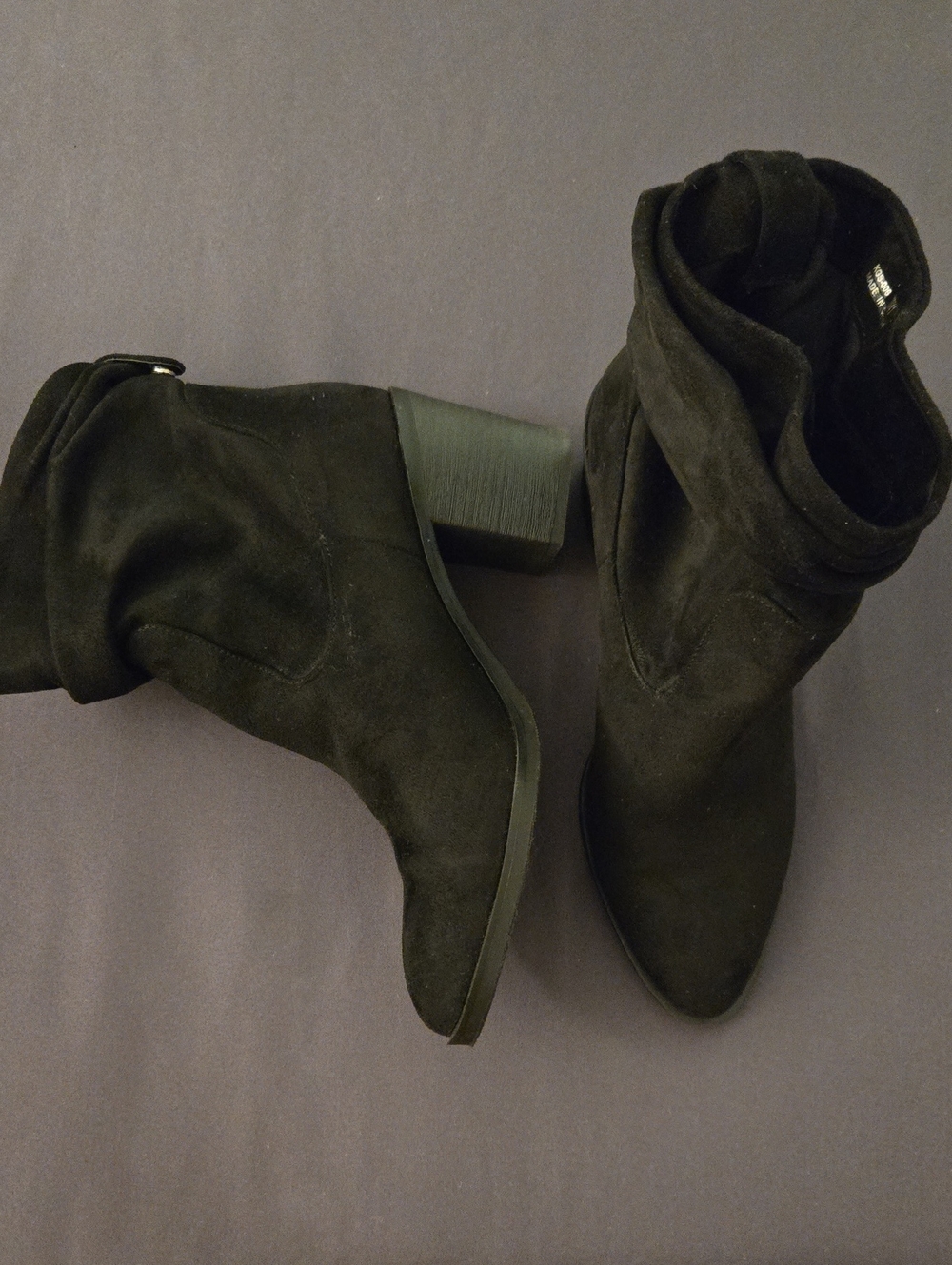 CL by Laundry Black Suede Ankle Boots with Block Heel